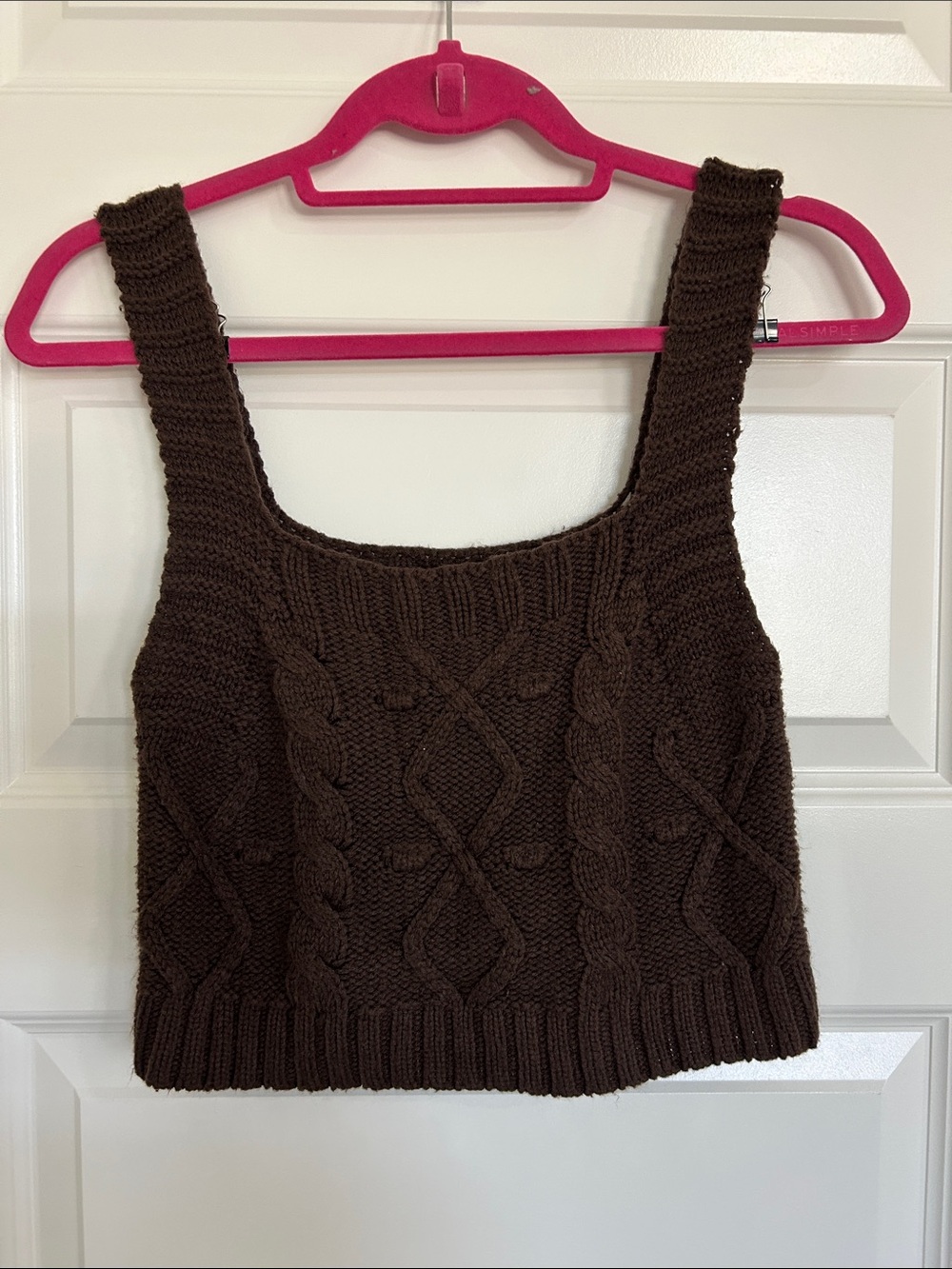 Kendall & Kylie Chocolate Brown Cable Knit Crop Tank